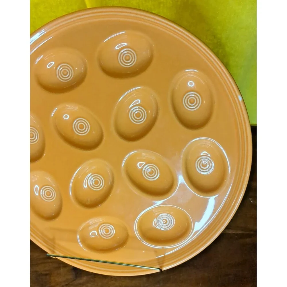 Retired Fiesta Tangerine Deviled Egg Platter/Tray 13 